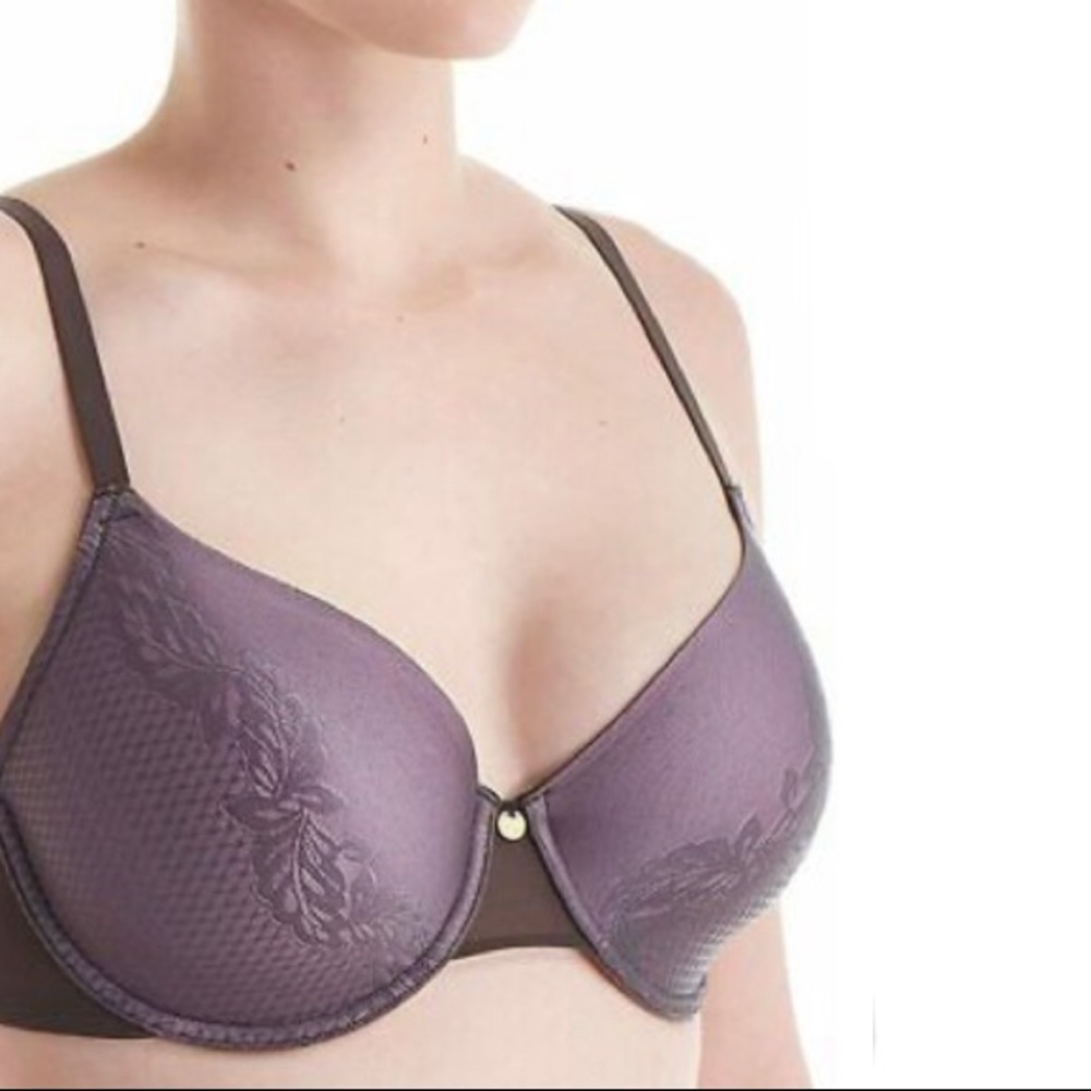 Natori Full Figure Smooth Scroll bra in Graphite / Soft Lilac